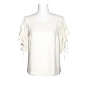 1. State Top Cream Open RuffleShort Sleeve XS